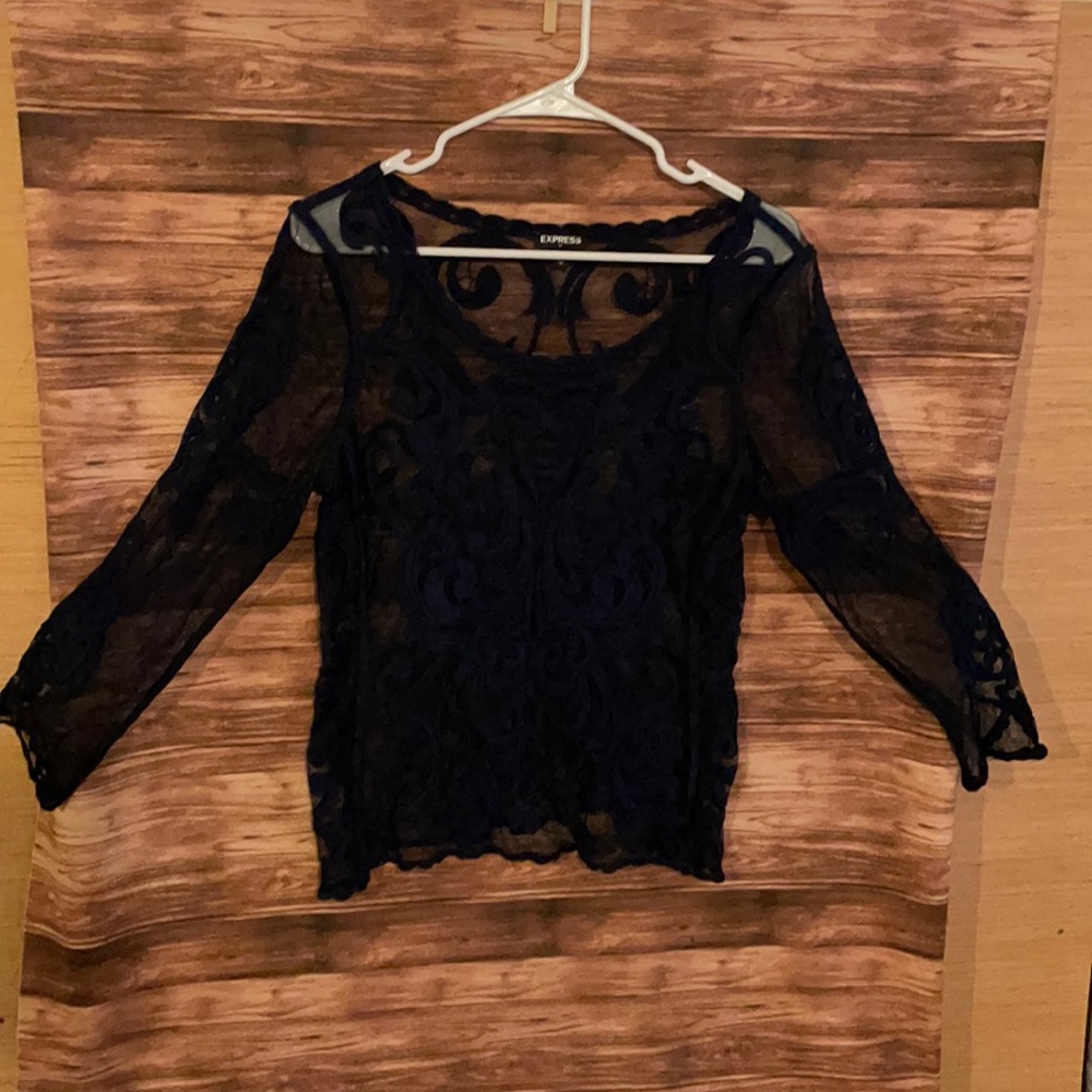Navy blue sheer top by express